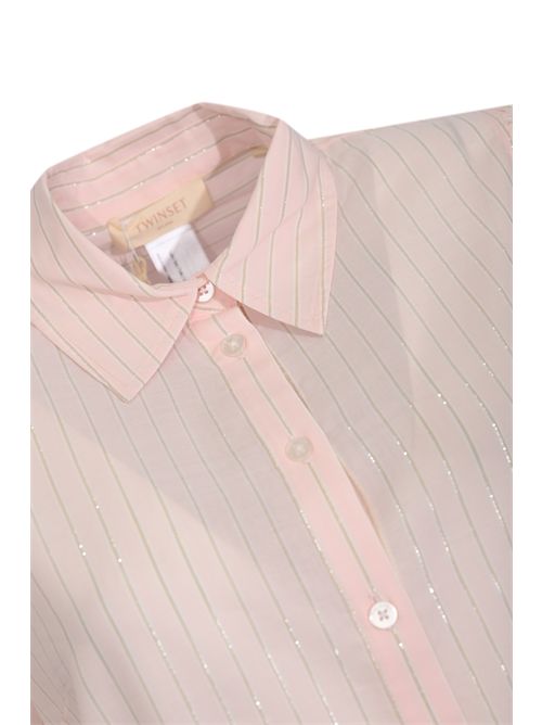 Camicia in popeline a righe Rosa/Sabbia TWINSET | 261TE208113282