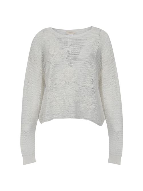 Maglia a rete in misto cotone con ricamo a mano