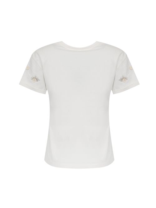 T-shirt in jersey di cotone con applicazioni floreali TWINSET | 261TP202C00059