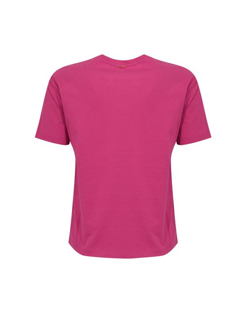 T-shirt in jersey di cotone con ricamo floreale Fucsia TWINSET | 261TP208007183