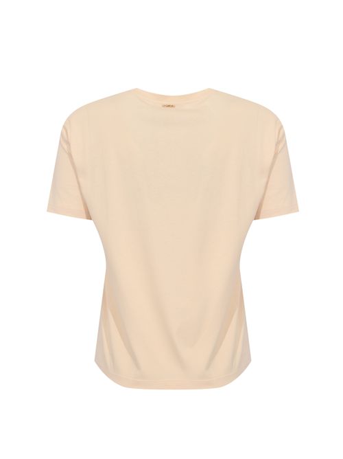 T-shirt in jersey di cotone con ricamo floreale Parchment TWINSET | 261TP208007222