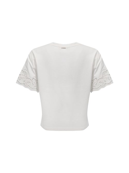 T-shirt in cotone con ricamo Bianco TWINSET | 261TP244000001