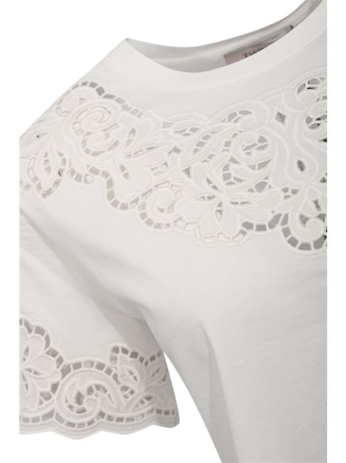 T-shirt in cotone con ricamo Bianco TWINSET | 261TP244000001