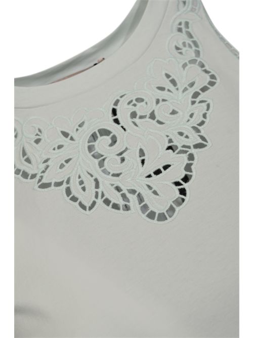 Top in jersey di cotone con ricamo intarsiato Aqua TWINSET | 261TP244113162