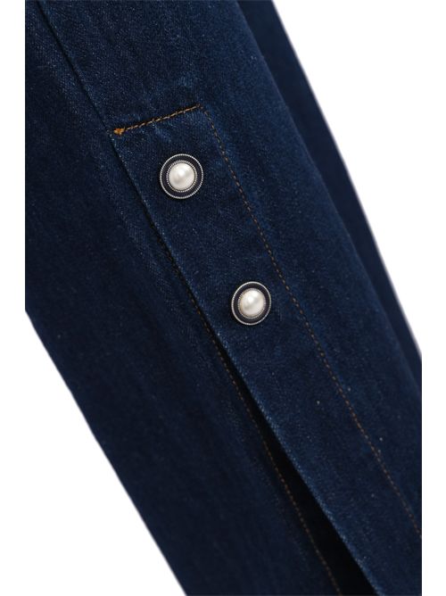 Jeans palazzo in denim con dettaglio perla TWINSET | 261TP270212230