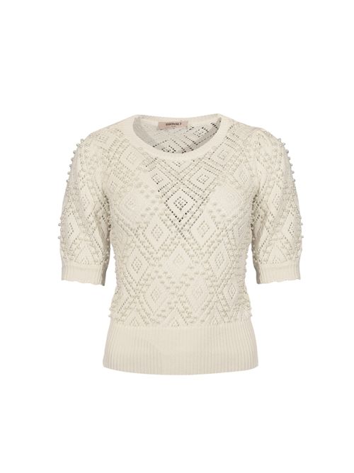 Maglia a losanghe in filato di cotone con perle TWINSET | 261TP320100059
