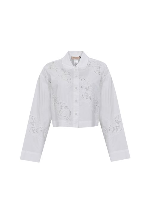 Camicia in popeline di cotone e sangallo TWINSET | 261TT203100001