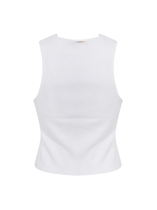 Canotta in cotone a costine con patch in pizzo TWINSET | 261TT236000001