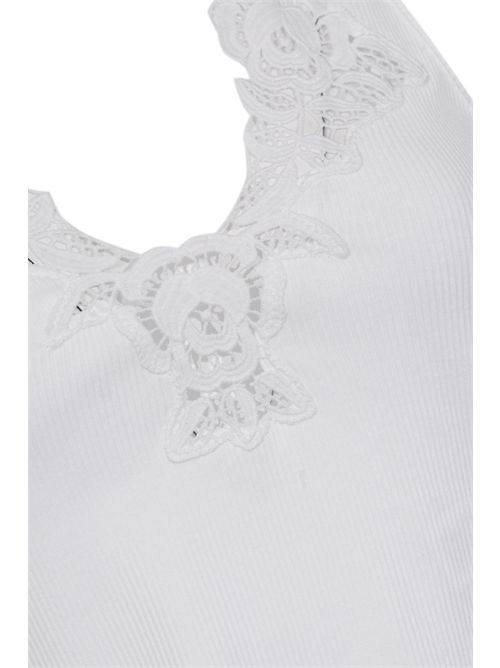 Canotta in cotone a costine con patch in pizzo TWINSET | 261TT236000001