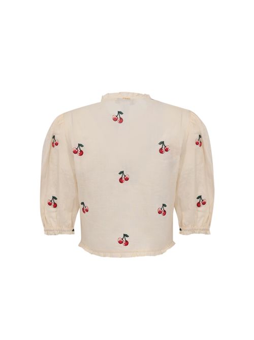 Camicia cropped in ramiè con ricami ciliegie TWINSET | 261TT242013577