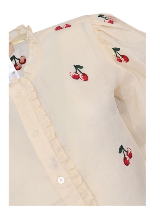 Camicia cropped in ramiè con ricami ciliegie TWINSET | 261TT242013577