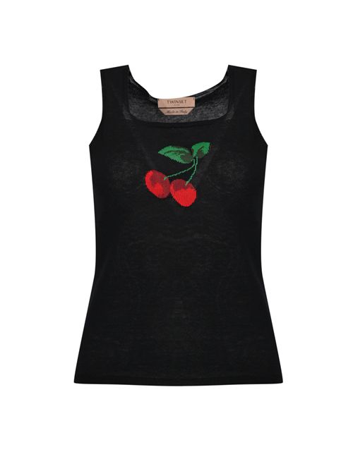 Top in viscosa con ricamo ciliegie TWINSET | 261TT315100006