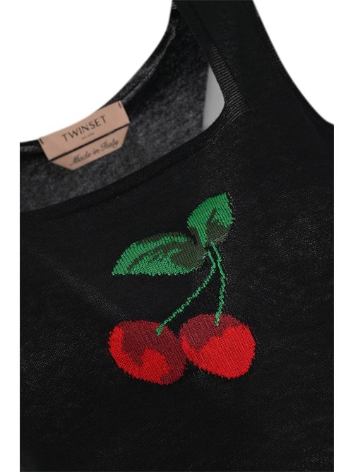 Top in viscosa con ricamo ciliegie TWINSET | 261TT315100006